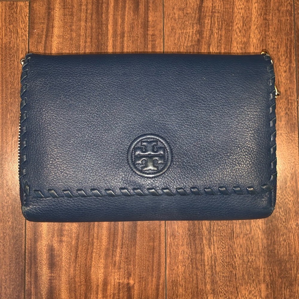 Tory Burch navy clutch